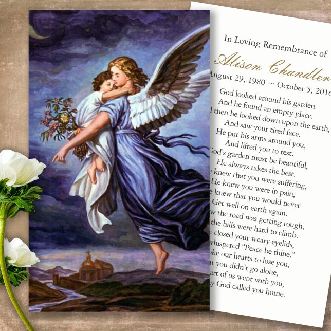 Cartões de Oração | Anjo do Senhor 5 (catholic, religious, celebration of life, in loving memory of, prayer cards for bereavement)