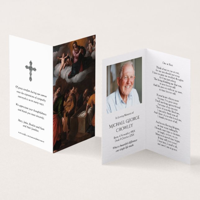 Cartões de Oração Católicos Assunção de Maria (Interior e exterior)