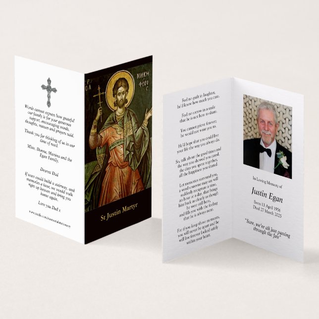 Cartões de Oração Católicos | Rua Justin Martyr (Interior e exterior)