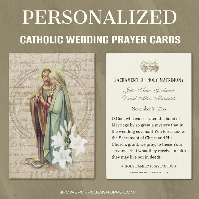 Cartões de Oração de Casamento Católico Betrothal  (Traditional Catholic Wedding Prayer Cards - Easy to personalize )