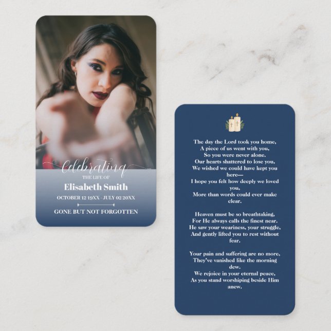 Cartões de Oração de Funeral – Celebração da Memór (Frente/Verso)