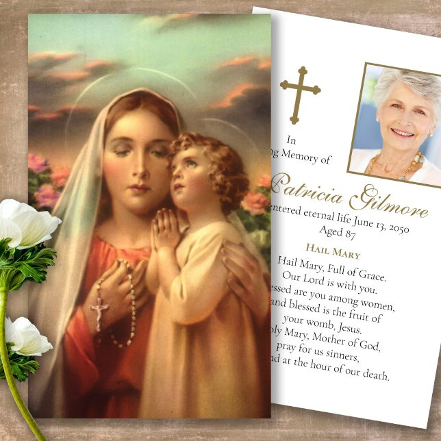 Cartões de Oração | Devoção Mães (catholic, religious, celebration of life, in loving memory of, prayer cards for bereavement)