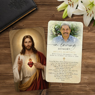 Cartões de Oração do Funeral Sagrado Coração de Je