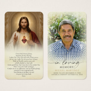 Cartões de Oração Fúnebre do Sagrado Coração de Je