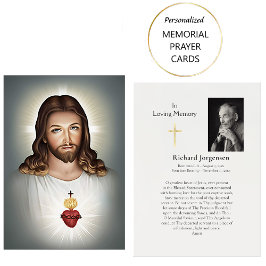 Cartões de Oração Fúnebre do Sagrado Coração de Je