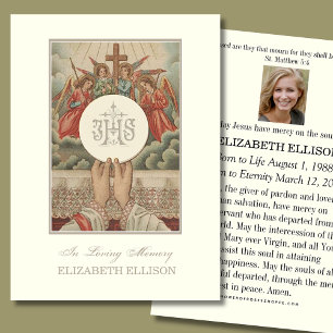 Cartões de Oração Funerária do Anjo, Católico Jesu