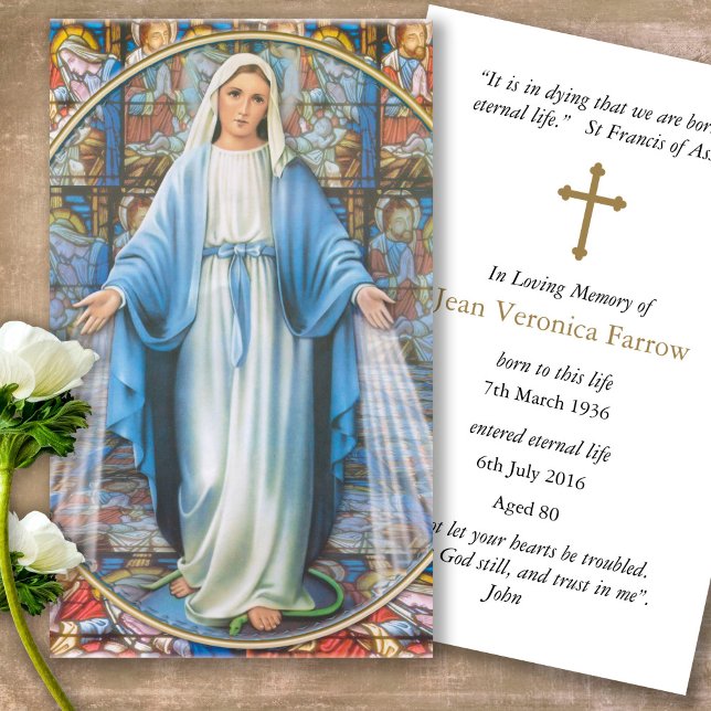 Cartões de Oração | Granizo (catholic, religious, celebration of life, in loving memory of, prayer cards for bereavement)