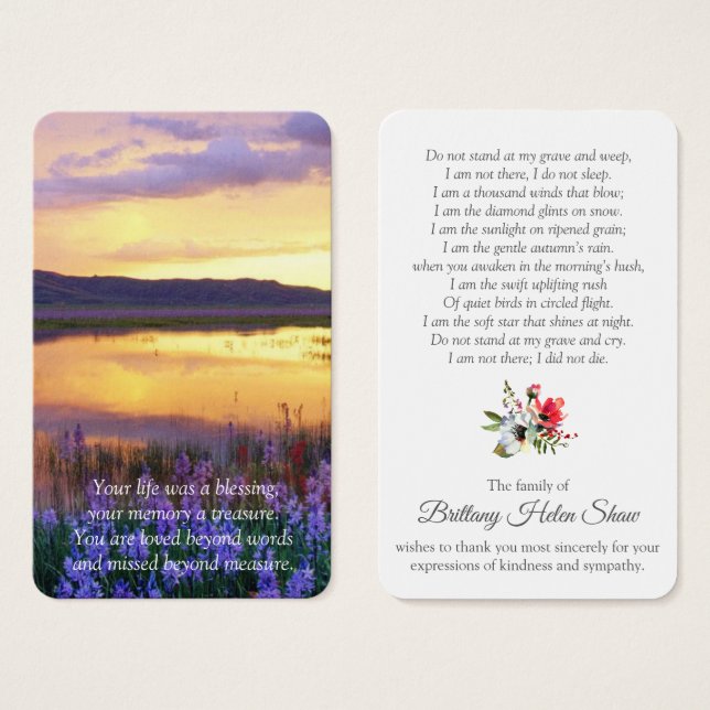 Cartões de Oração | Lago Floral (Frente & Verso)