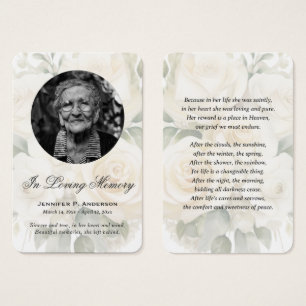 Cartões de Oração Memorial de Fotografias para Ros
