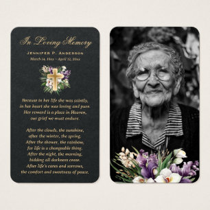 Cartões de Oração para Memória Floral Dourada e Pr