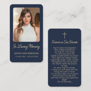 Cartões de Oração Simples Funeral Memorial Dourado