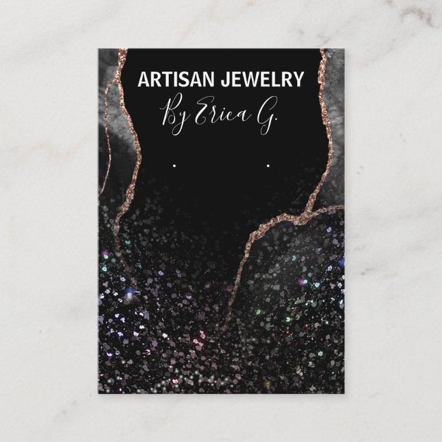 Cartões De Orelha Pretos E Rosa Dourados (Frente)