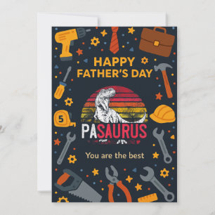 Cartões de os dias pais Felizes Vintage Trex Dino