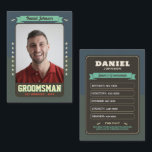 Cartões de Padrinho de casamento Personalizados, M<br><div class="desc">Adicione uma reviravolta divertida ao seu casamento com este cartão de troca de padrinhos de casamento personalizado! Apresentando fotos personalizadas, estatísticas e detalhes divertidos, é uma forma criativa de honrar seu melhor homem ou padrinhos de casamento. Perfeito como uma vitória de casamento, um favor do partido solteiro, ou uma ideia...</div>