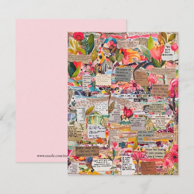 Cartões de Palavras Inspiracionais de Colagem de P (Frente/Verso)