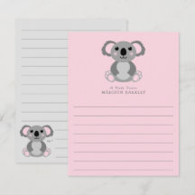 Cartões de Papel de carta achatados de Koala Bear 