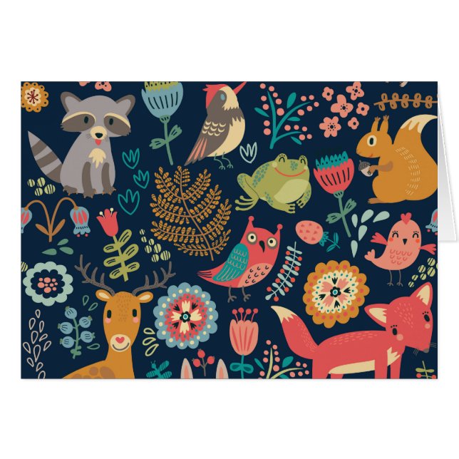 Cartões de papelaria para amigos da floresta (Frente Horizontal)