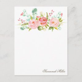 Cartões de papelaria personalizados do rosa Garden