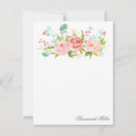 Cartões de papelaria personalizados do rosa Garden