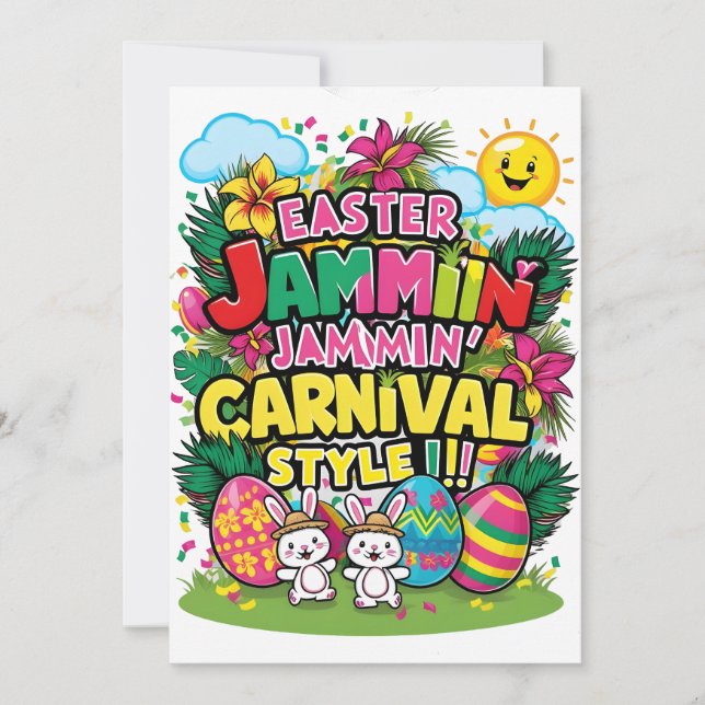 Cartões de Páscoa ao estilo do Carnaval Jammin' (Frente)