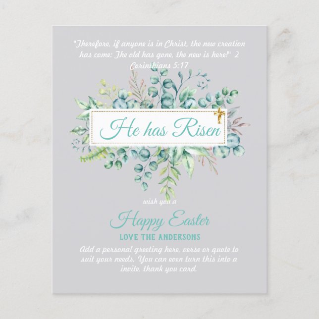 Cartões de PÁSCOA católicos Citação religiosa Vers (Frente)