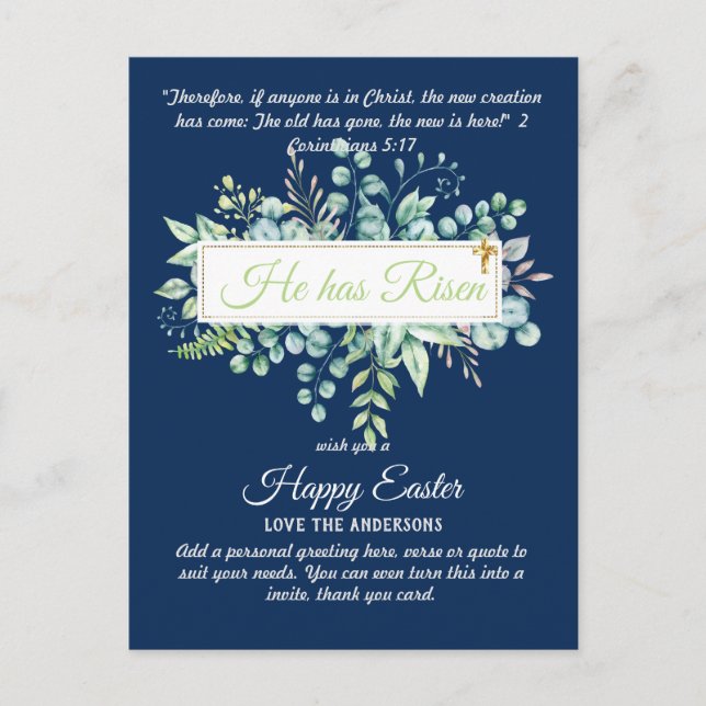 Cartões de PÁSCOA católicos Citação religiosa Vers (Frente)