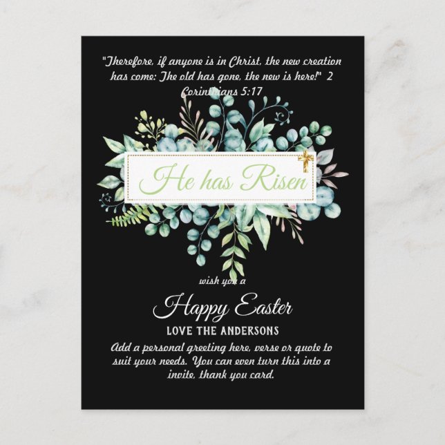 Cartões de PÁSCOA católicos Citação religiosa Vers (Frente)