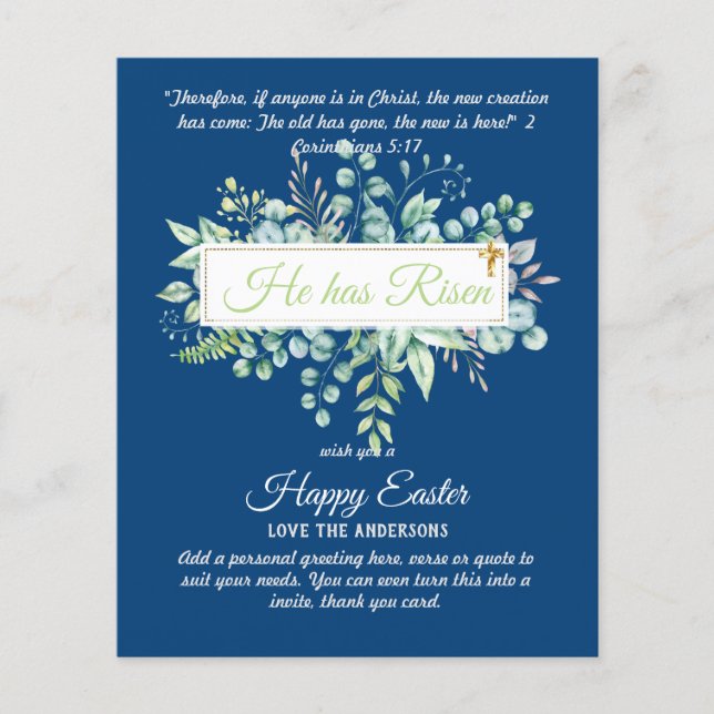 Cartões de PÁSCOA católicos Citação religiosa Vers (Frente)