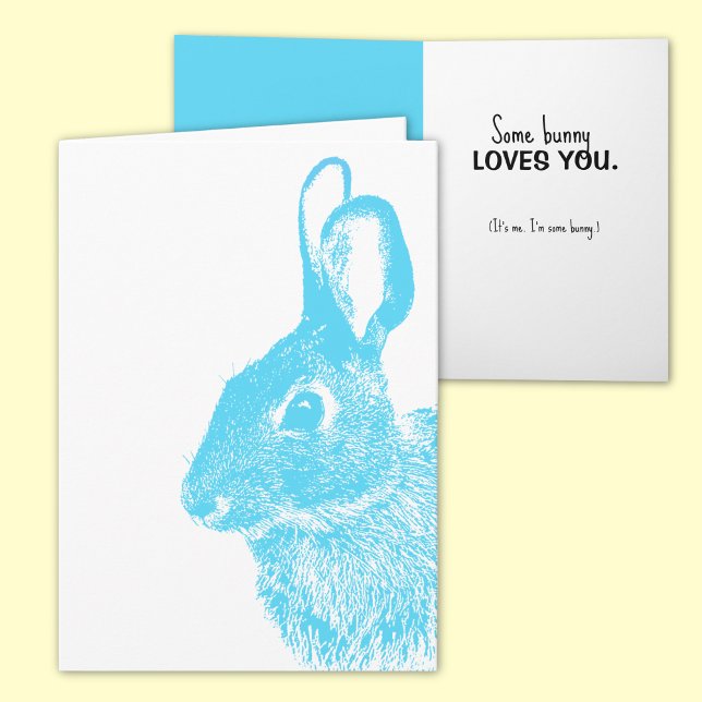 Cartões de Páscoa dobrados com Carimbo de Foto do  (This cute "Easter Bunny" card features original photo art and the phrase "some bunny loves you." )