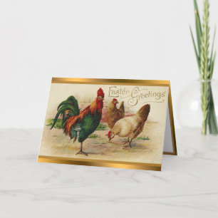 Cartões De Páscoa Vintage Rooster E Galinhas