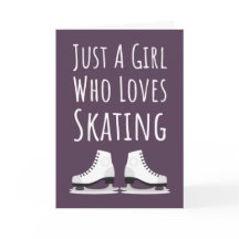 Cartões de Patinação no Gelo Menina Rosa Fofo Para