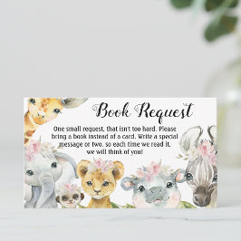 Cartões de Pedido de Livro para Chá de Bebê Safari