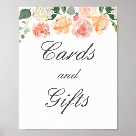 Cartões De Pêssego Floral E Poster De Casamento De