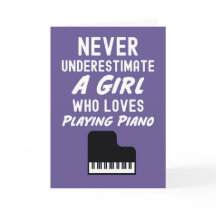 Cartões de Pianista Rosa Fofa para Meninas que Toc