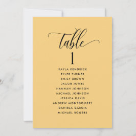 Cartões de Plano de Assentos Amarelos com Nomes de