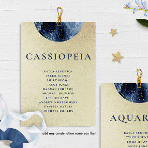 Cartões de Plano de Assentos Azul Dourado Celestia