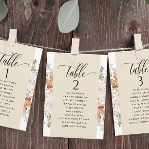 Cartões de Plano de Assentos Beige Blooms com Nome