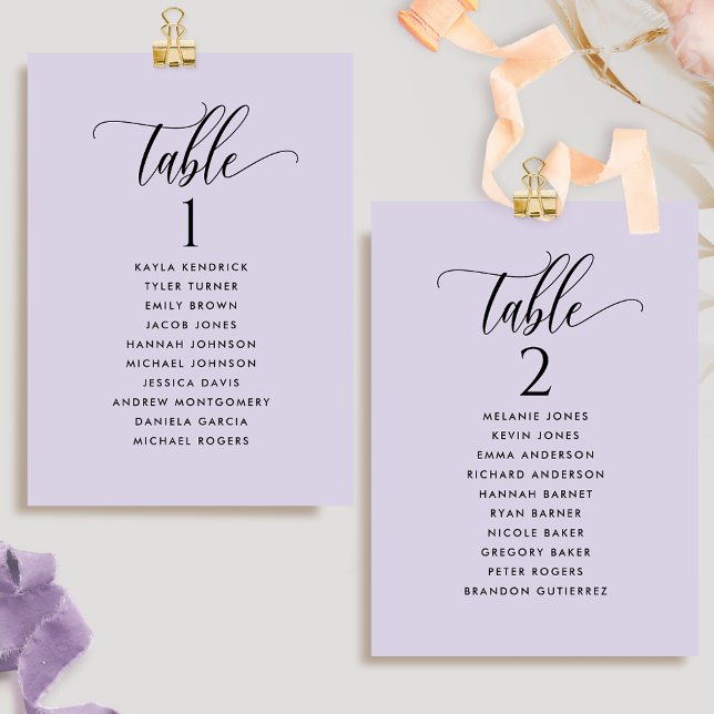 Cartões de Plano de Assentos Chic Lavender com Nom (Criador carregado)