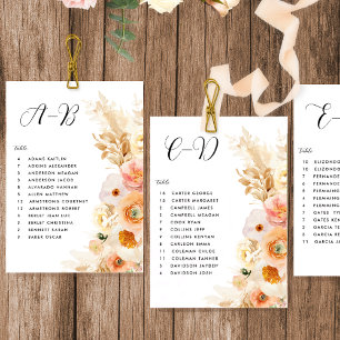 Cartões de Plano de Assentos Florais de Pêssego co