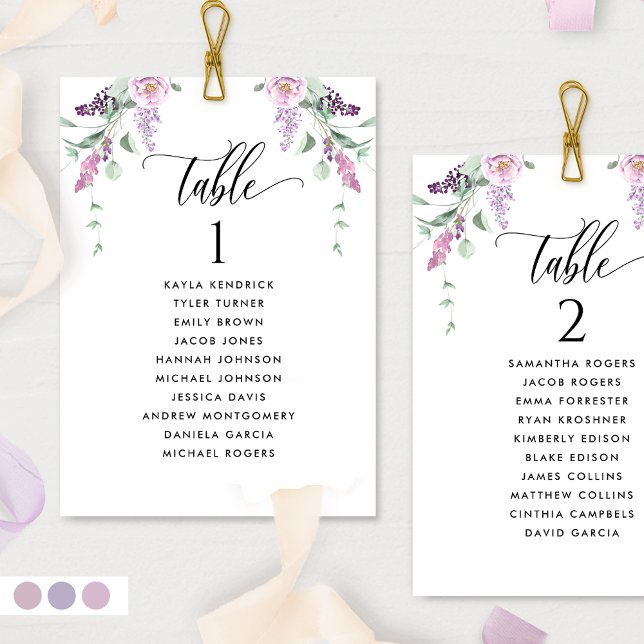Cartões de Plano de Assentos Florais Pastel com No (Criador carregado)