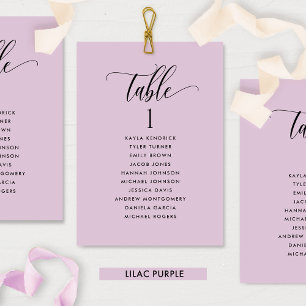 Cartões de Plano de Assentos Lilás Roxo com Nomes