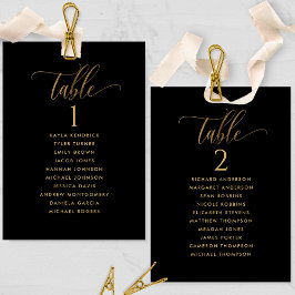 Cartões de Plano de Assentos Preto e Dourado com N