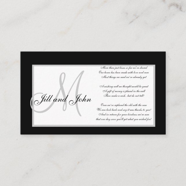 Cartões de Poço de Desejos de Casamento com Monogr (Frente)