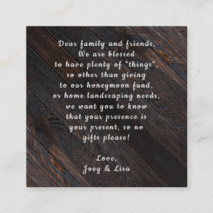 Cartões de poço personalizados de madeira escura a