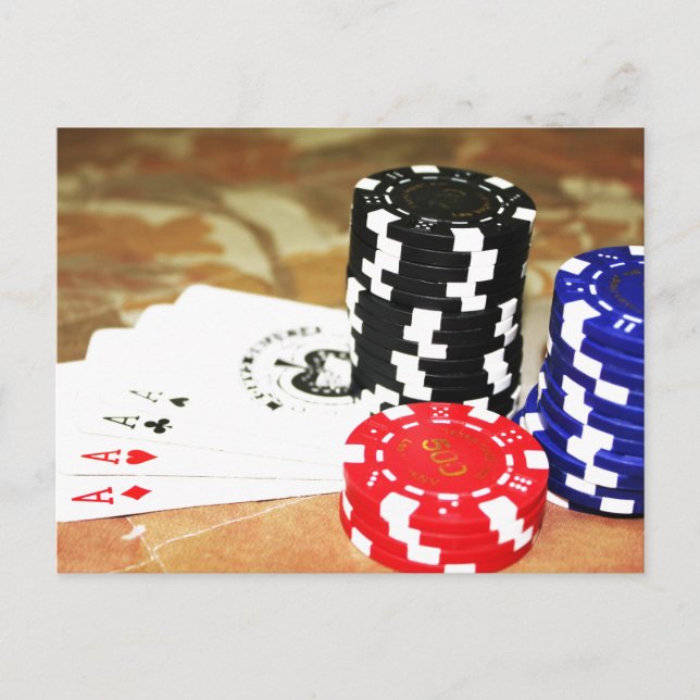 Cartões de pôquer Aces Chips Jogo de Jogo Casino (Frente)