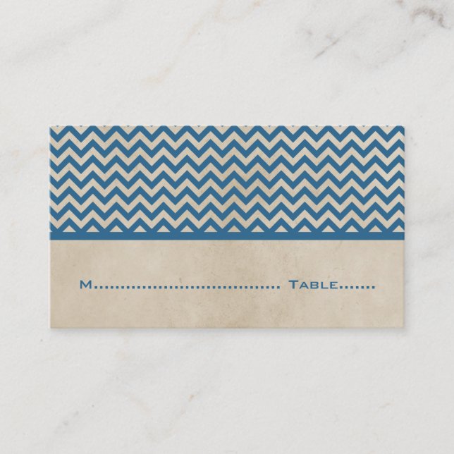 Cartões de Posição Chic Chevron Azul (Frente)