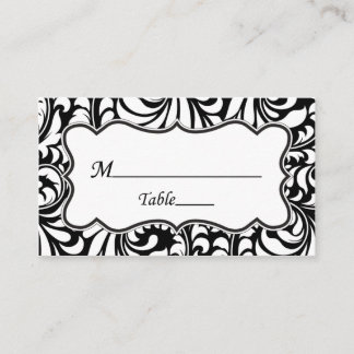 Cartões de posição de Casamento tema damasco branc
