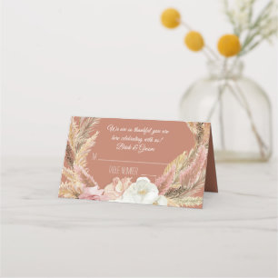Cartões De Posição De Pampas De Grama Floral De