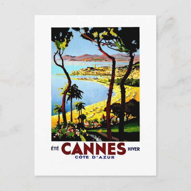 Cartões de Poster vintage Cannes e Cote D'Azur (Frente)