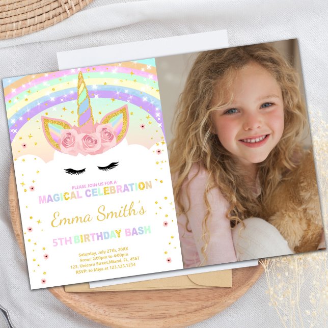 Cartões de posto do Rainbow Unicorn com foto (Rainbow Unicorn post Cards with photo)